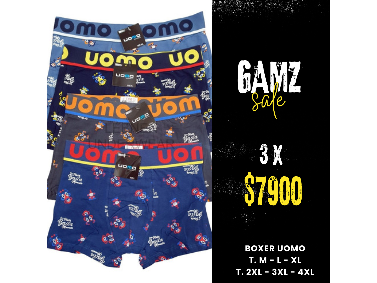 UOO-BOXER UOMO PACK X 3