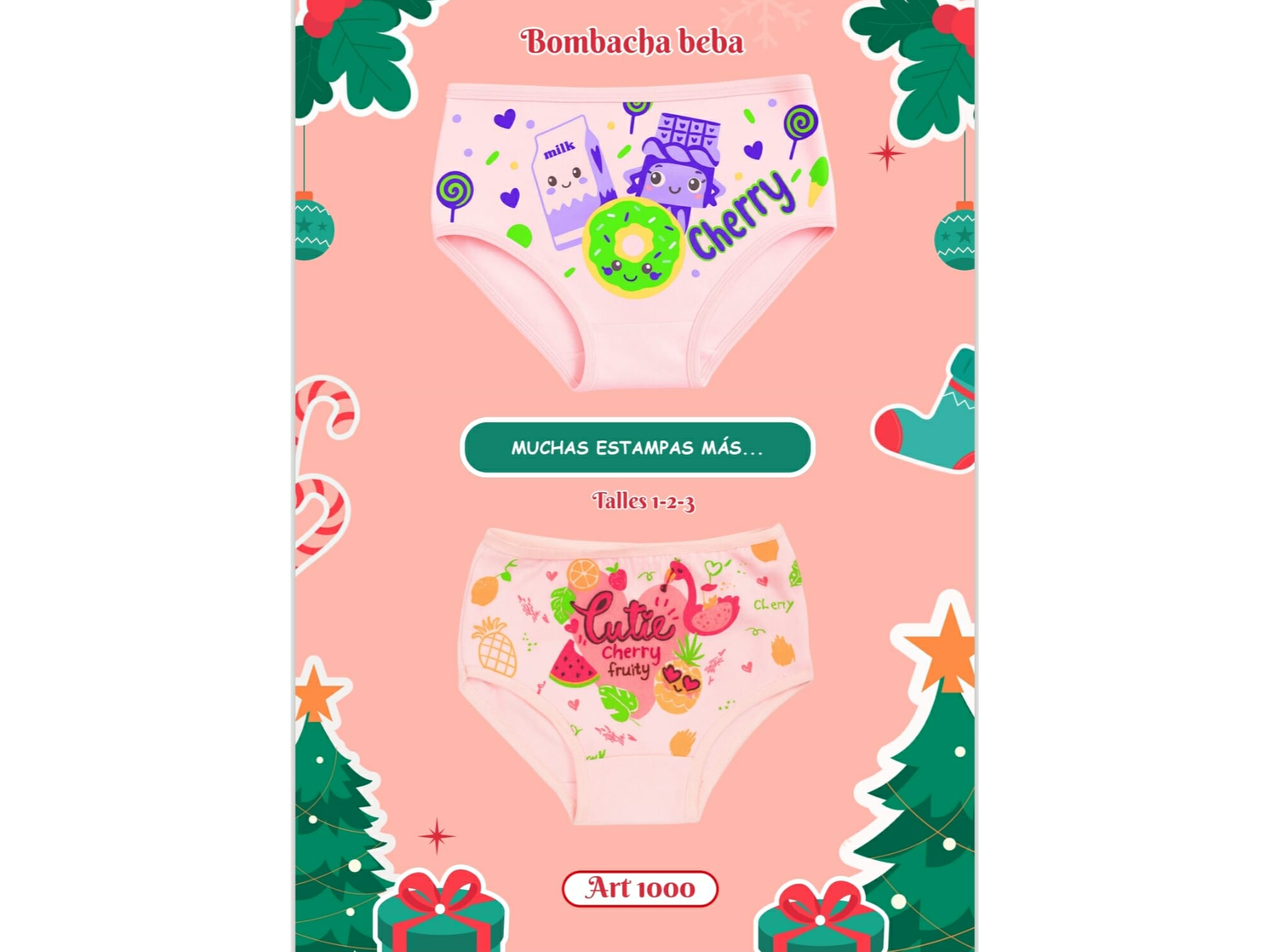 1000-BOMBACHITAS DE BEBE CHERRY ROSAS