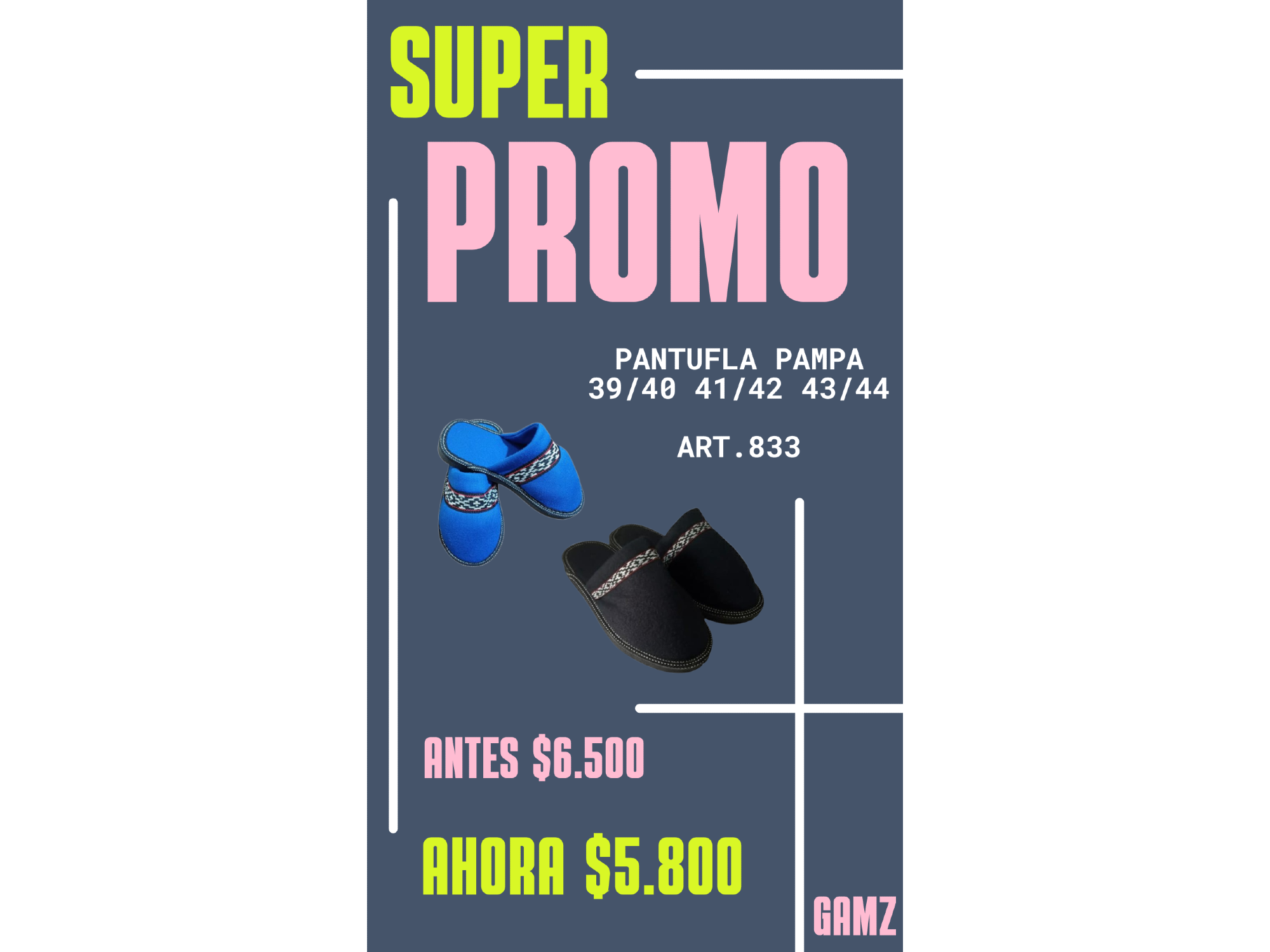 833-PANTUFLAS HOMBRE GUARDA PAMPA