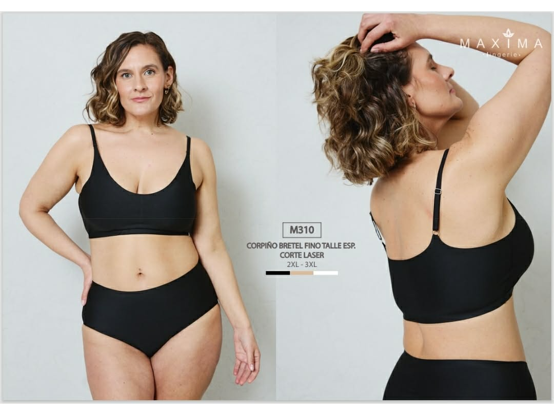 M310-CORPIÑO CORTADO LASER BRETEL FINO TALLE ESPECIAL