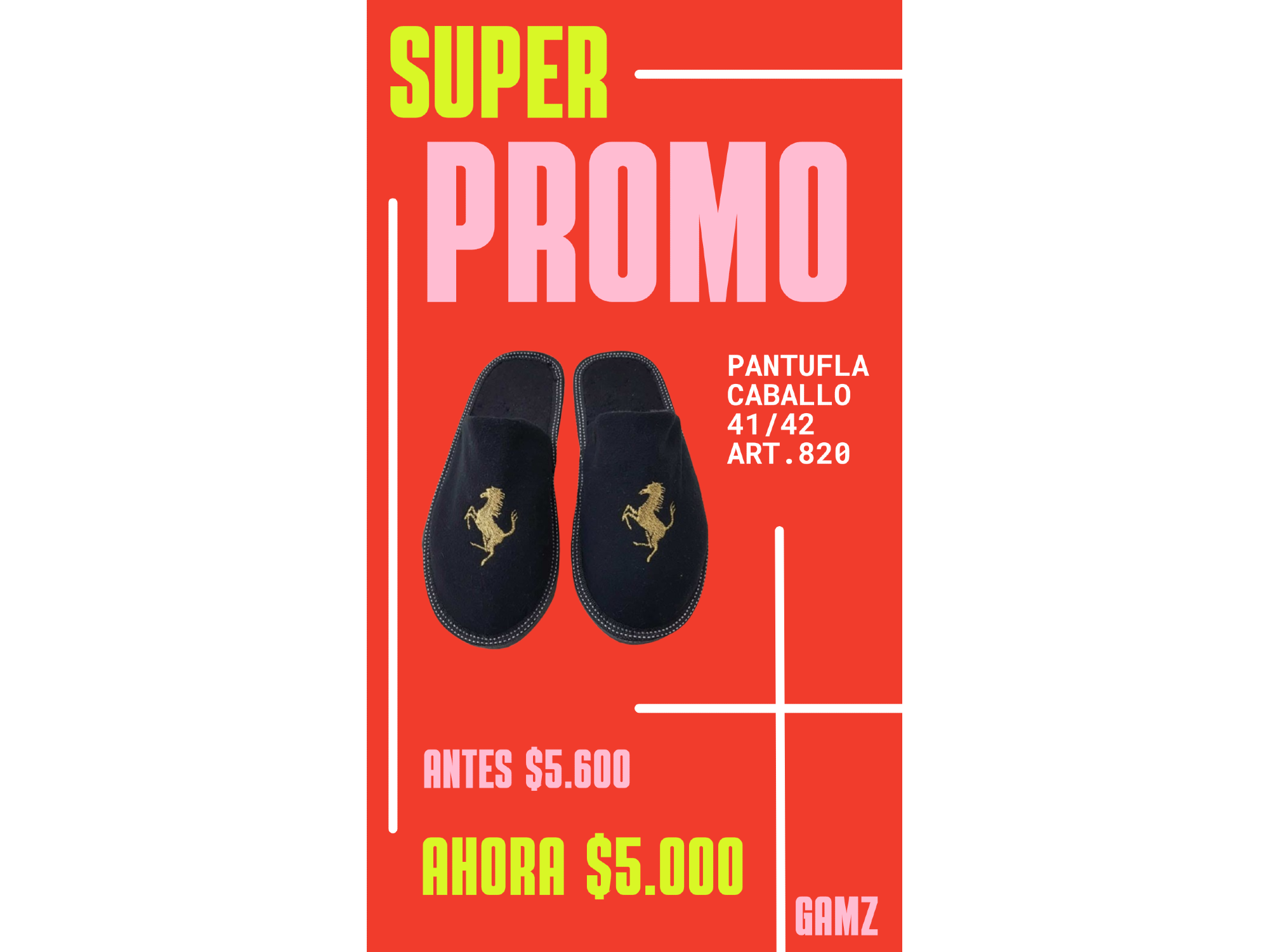 820-PANTUFLAS HOMBRE CABALLO