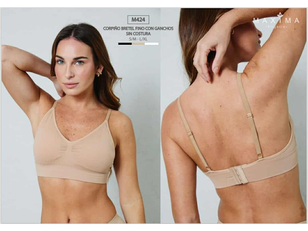 M424-CORPIÑO SIN COSTURA BRETEL FINO GANCHO