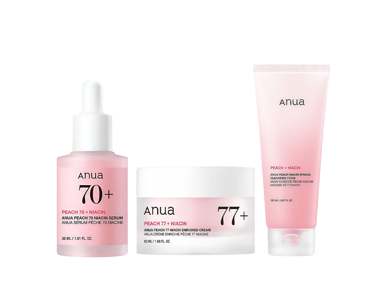 Set Trio Iluminador Peach + Niacinamida Anua