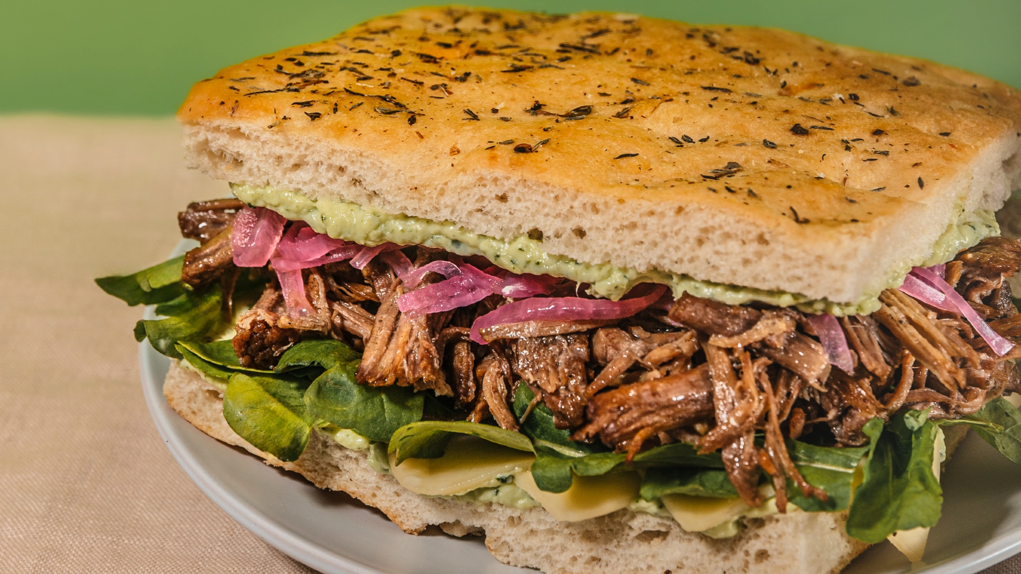 Sandwiches en pan focaccia