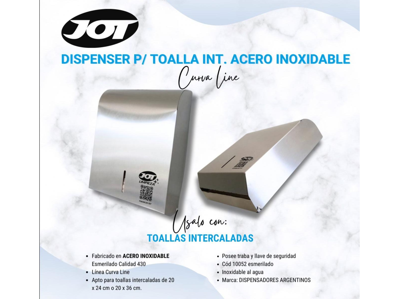 DISPENSER TOALLA ACERO INOX.