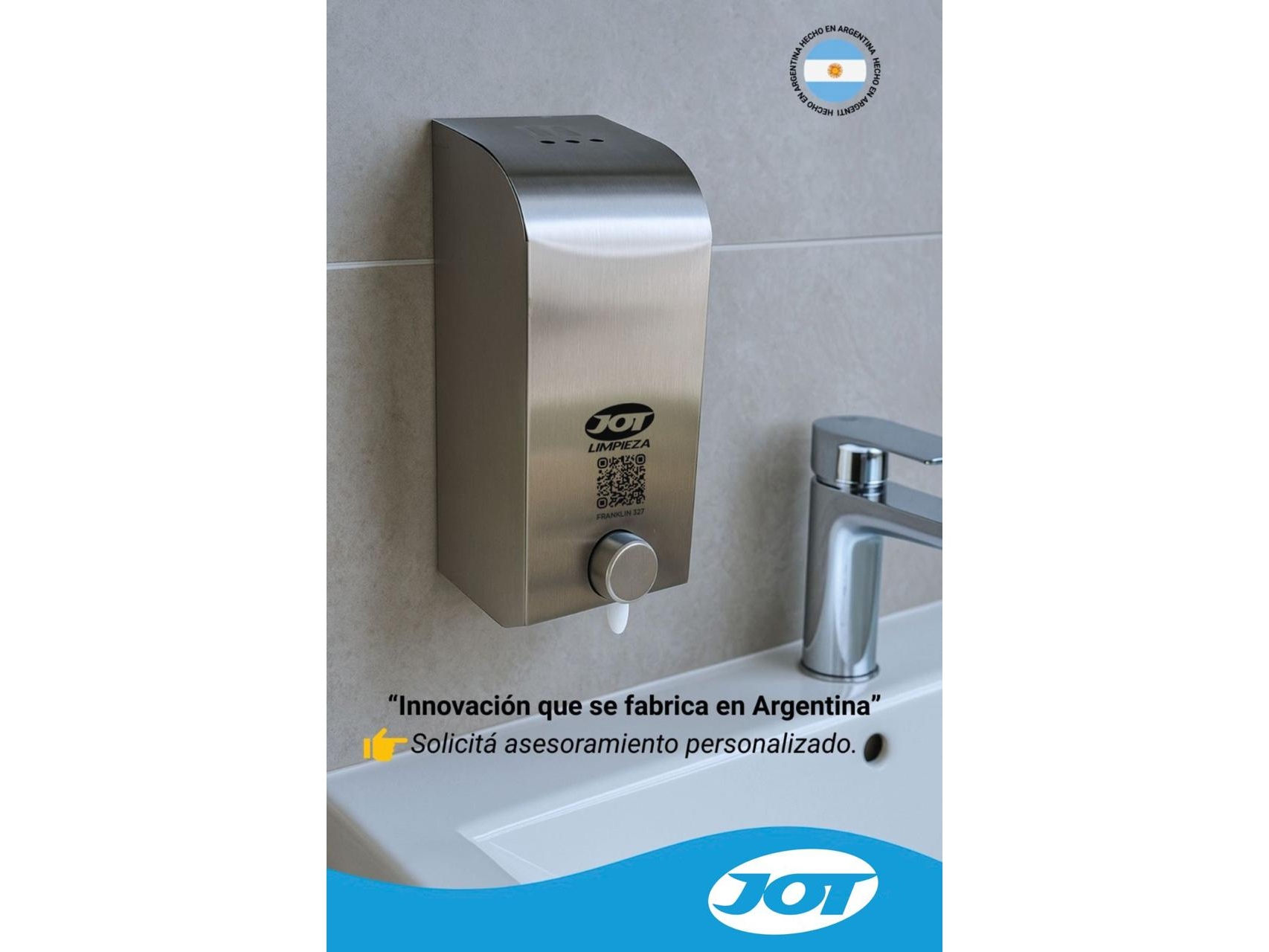 DISPENSER JABON LIQUIDO ACERO INOX.