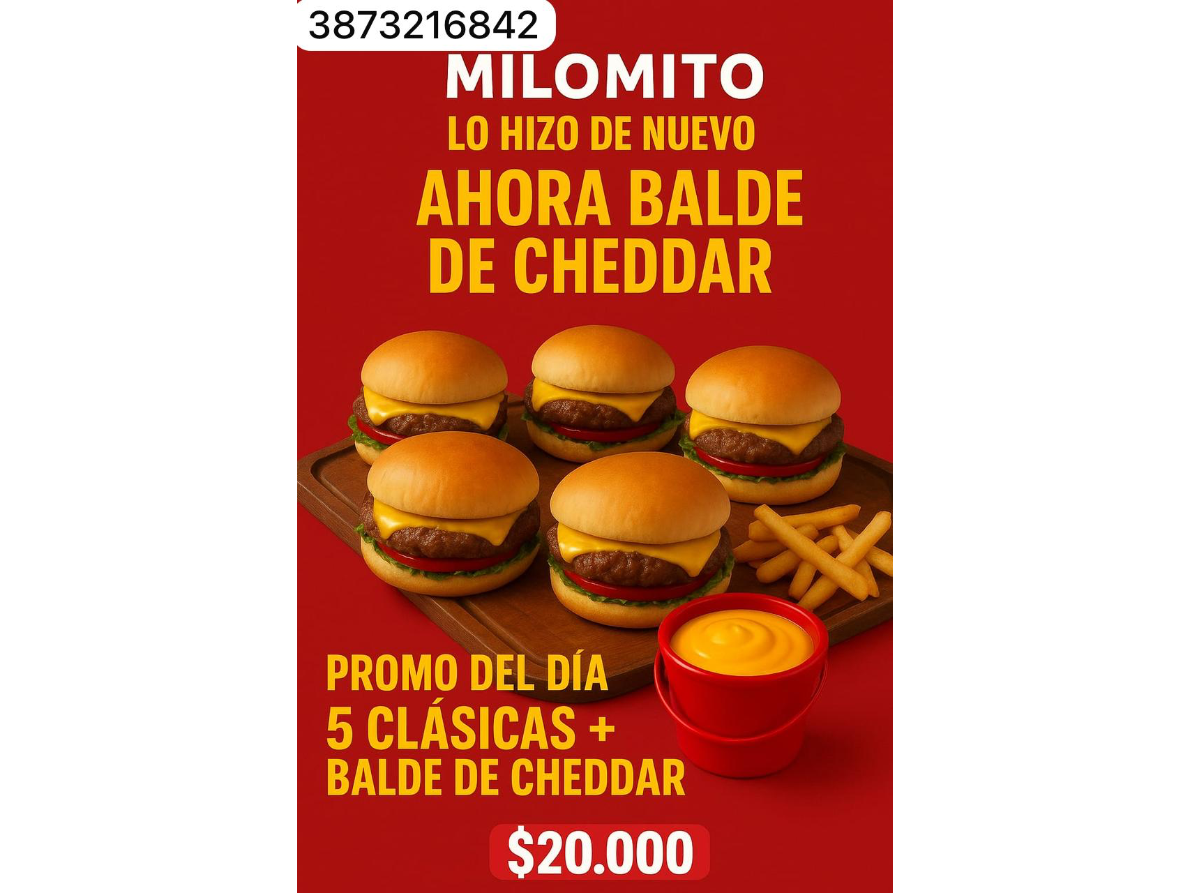 5 clásica + balde de cheddar