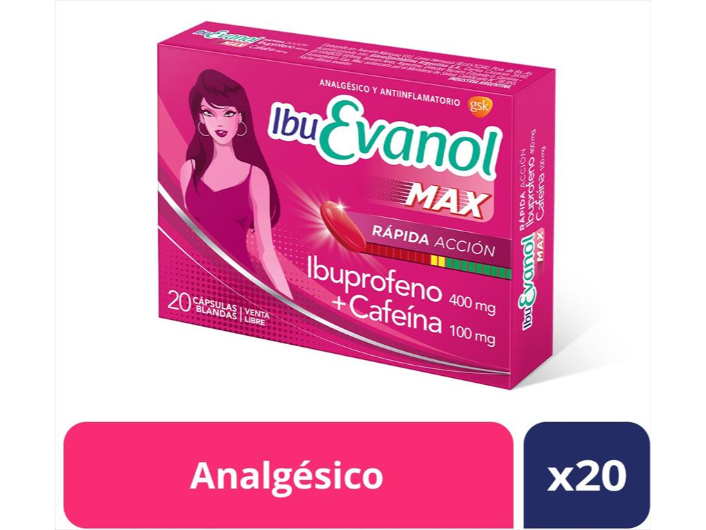 IBU EVANOL MAX RAPIDA ACCION CAP X 20