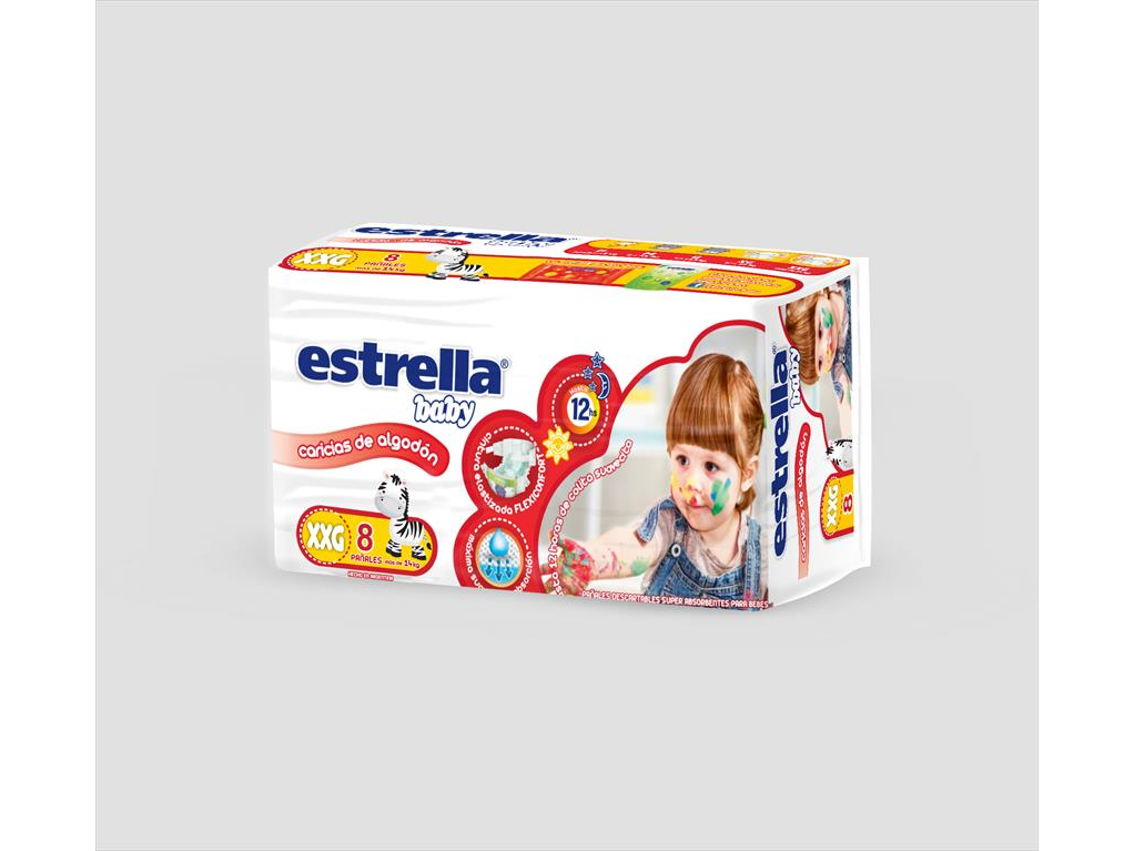 ESTRELLA BABY CARICIA DE ALG PAÑAL XXG X 8