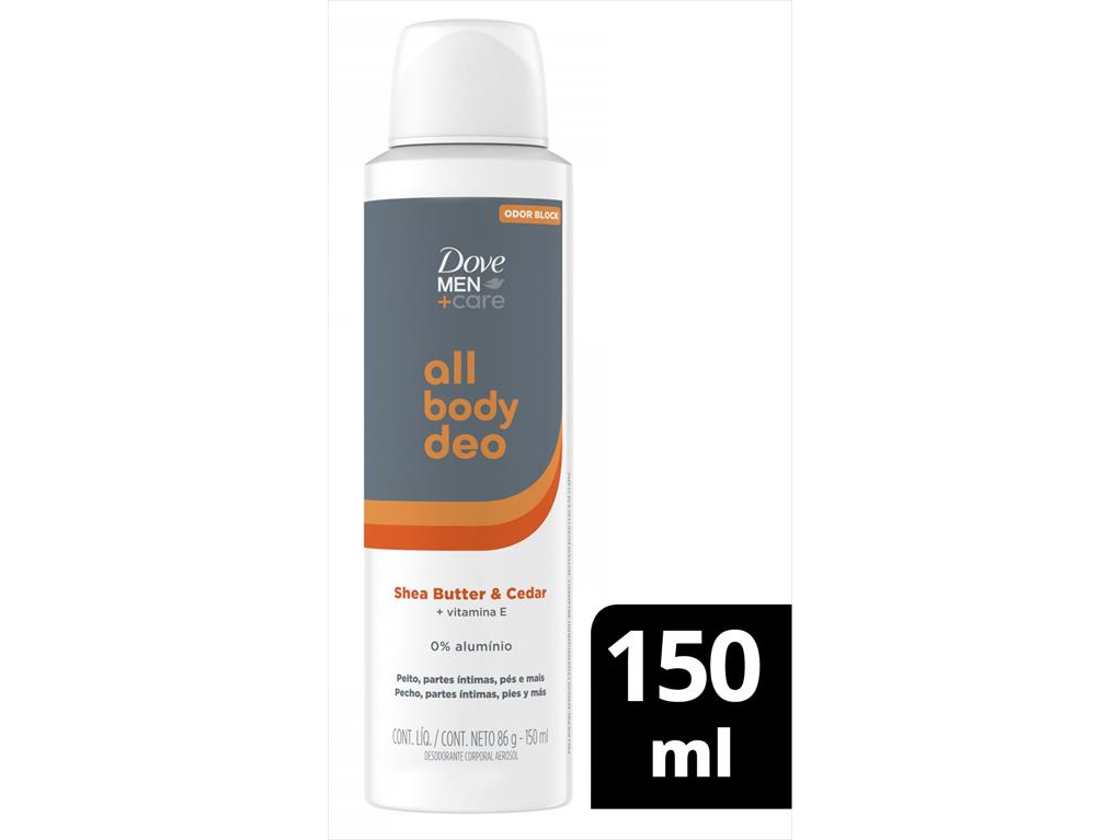 DOVE MEN ALL BODY DEO AER SHEA Y CEDAR X150ML