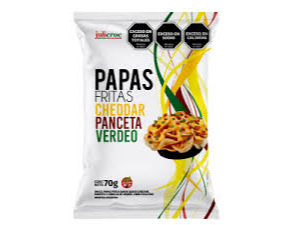 PAPAS FRITAS JULICROC 70G CHEDDAR, PANCETA Y VERDEO