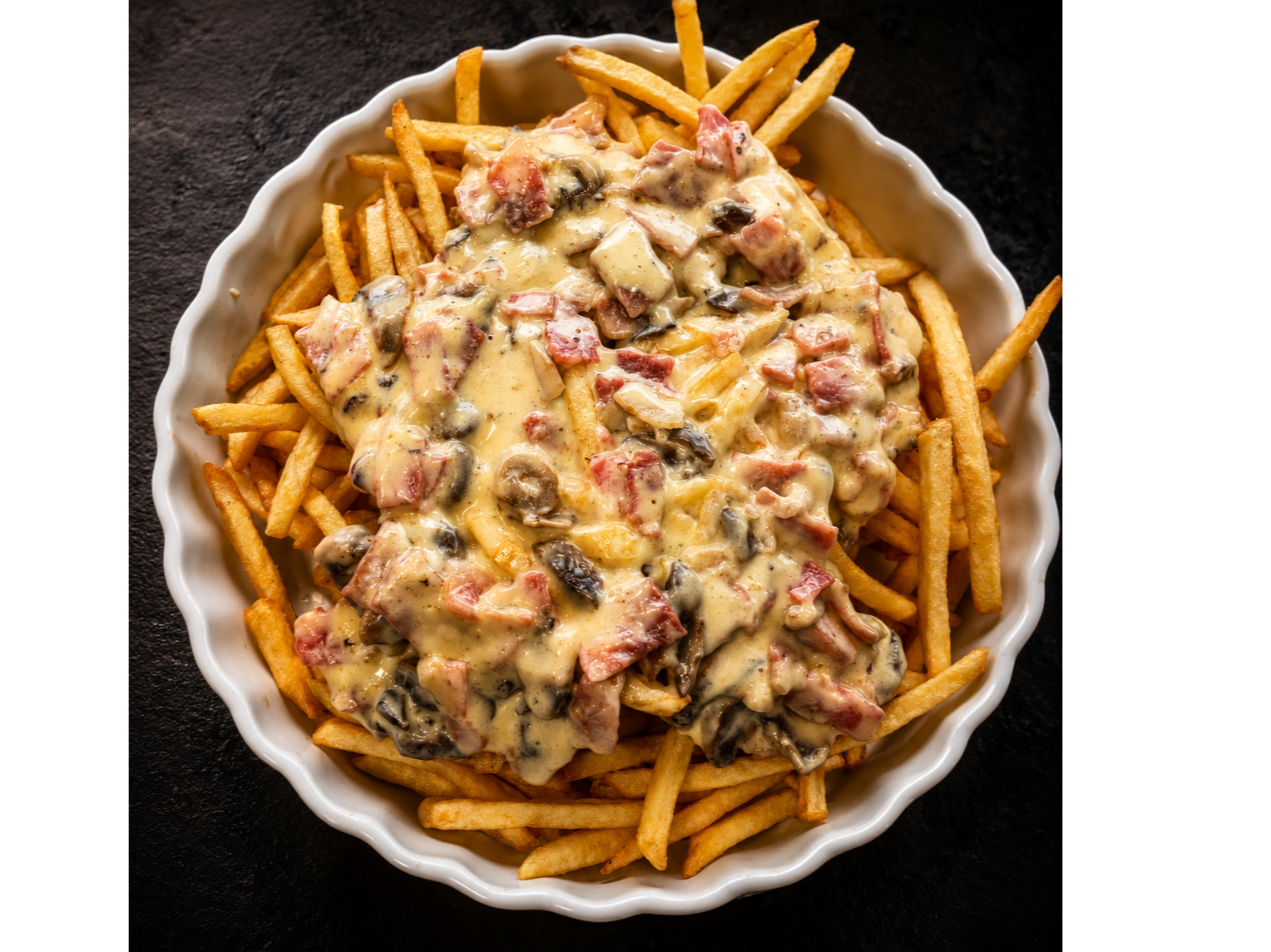 Papas blancas con champiñón y tocino GRANDE