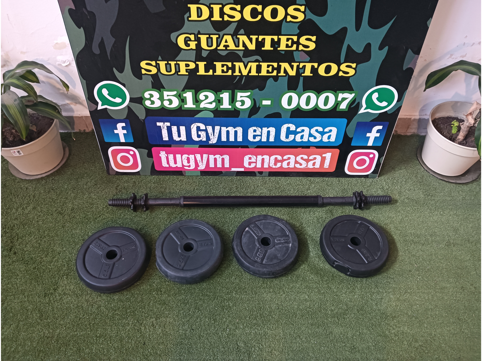 Kit mancuernas + extensor + 4 discos de 2.5kg