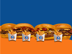 (COMBO 4) 1 Cuarto de Libra doble,1 Cheese doble,1 Tasty doble,1 Bacon Cheese doble (4 porciones de papa)