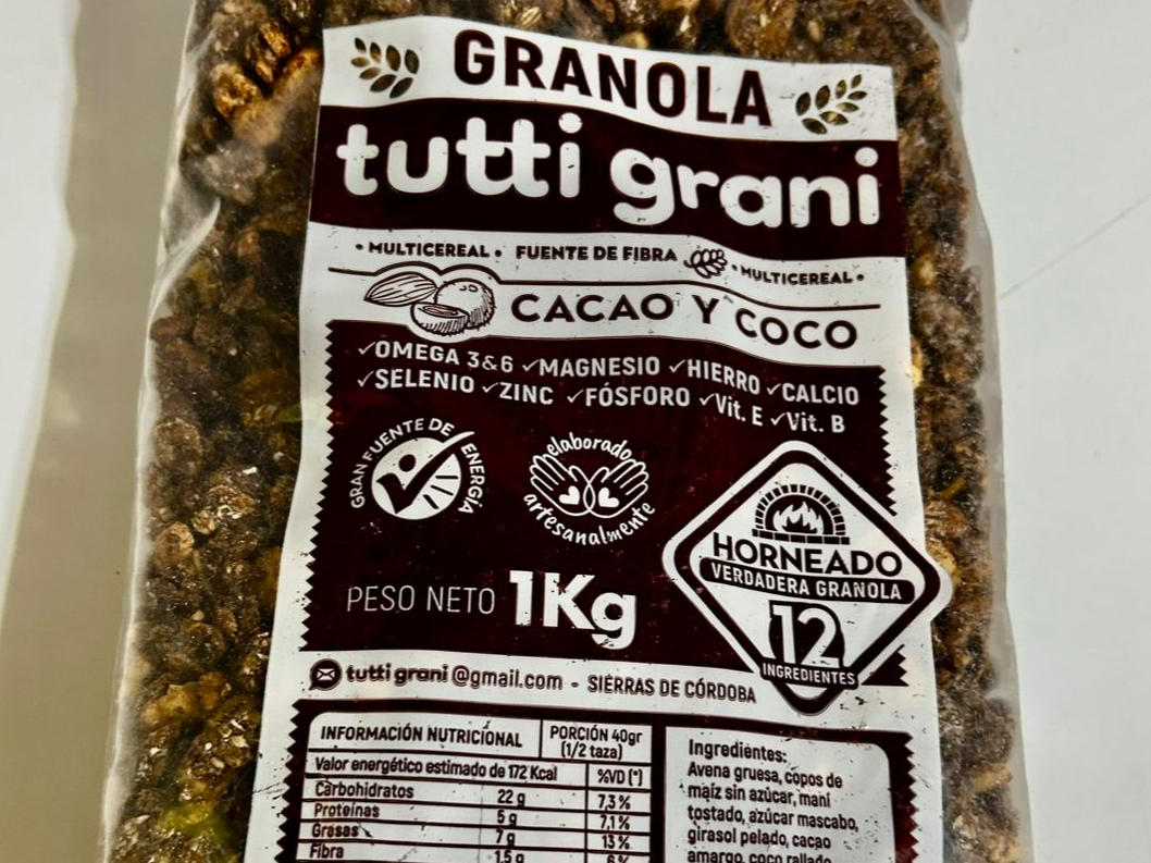 Granola con cacao y coco
