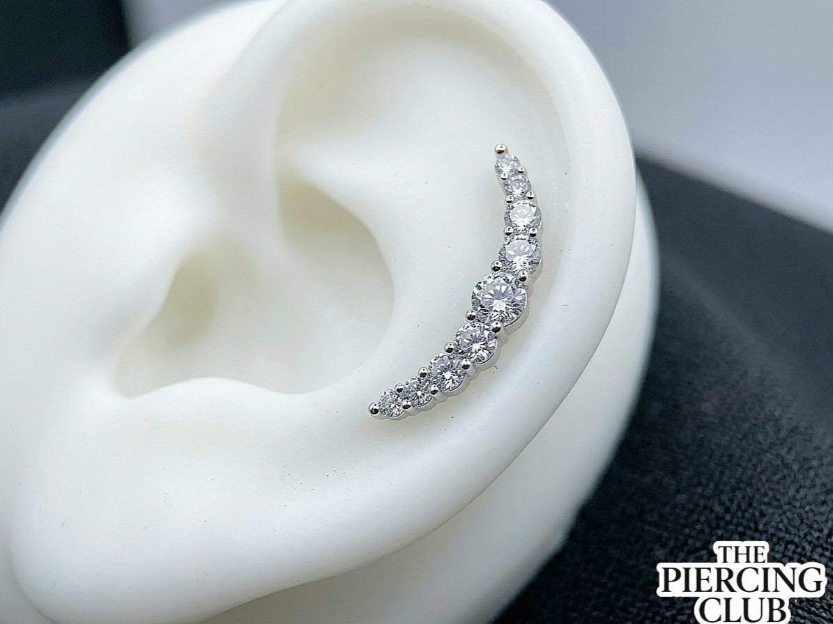 Piercing para Helix con cristales plateado