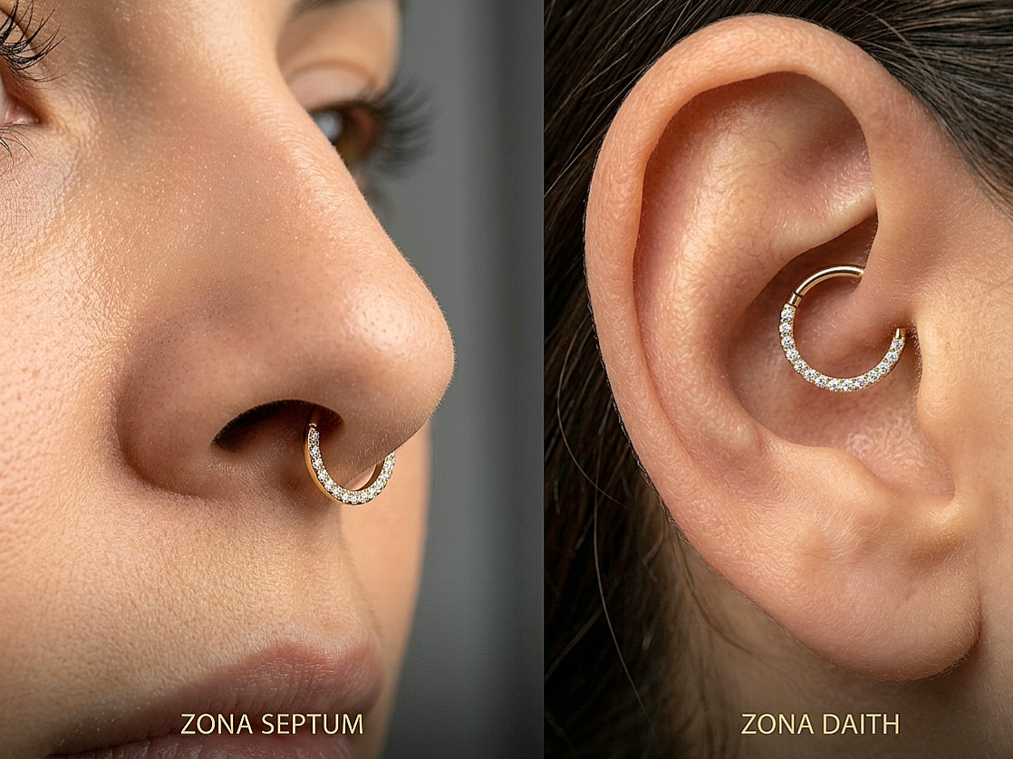 Piercing zona Septum y zona Daith
