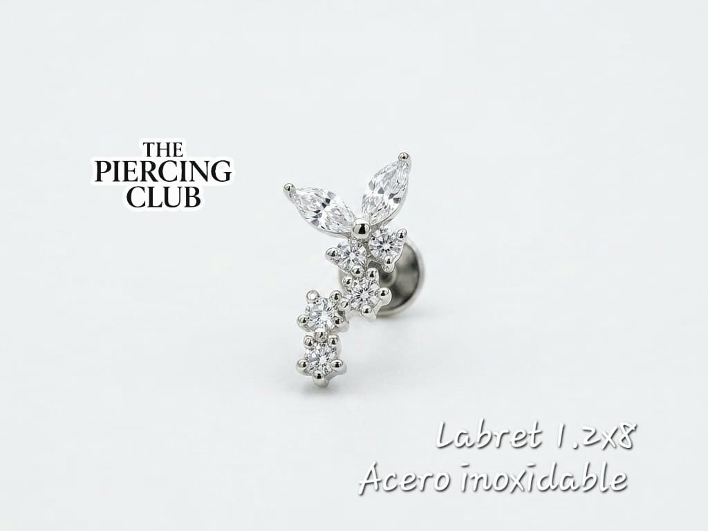 Labret plateado mariposa con cristales NUEVO INGRESO