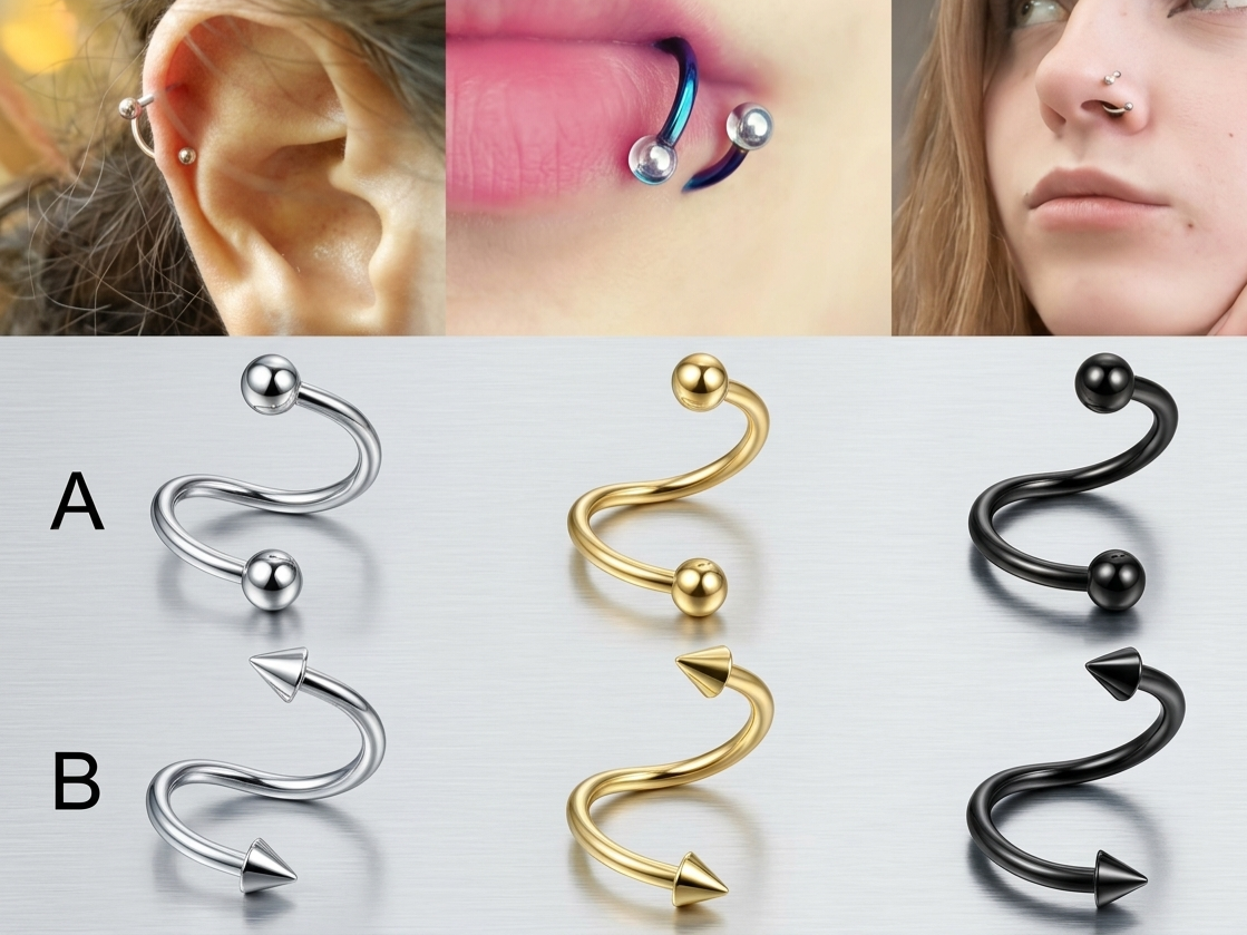 Piercing torcido liso con bola