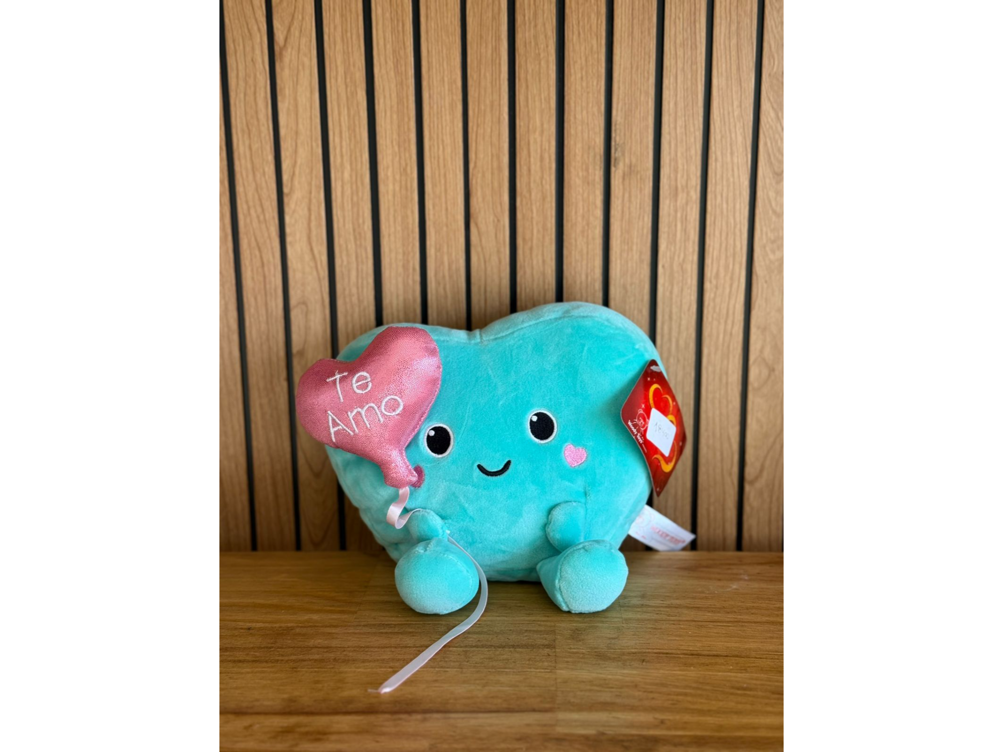 Peluche turquesa corazón rosa "Te amo" 🩵