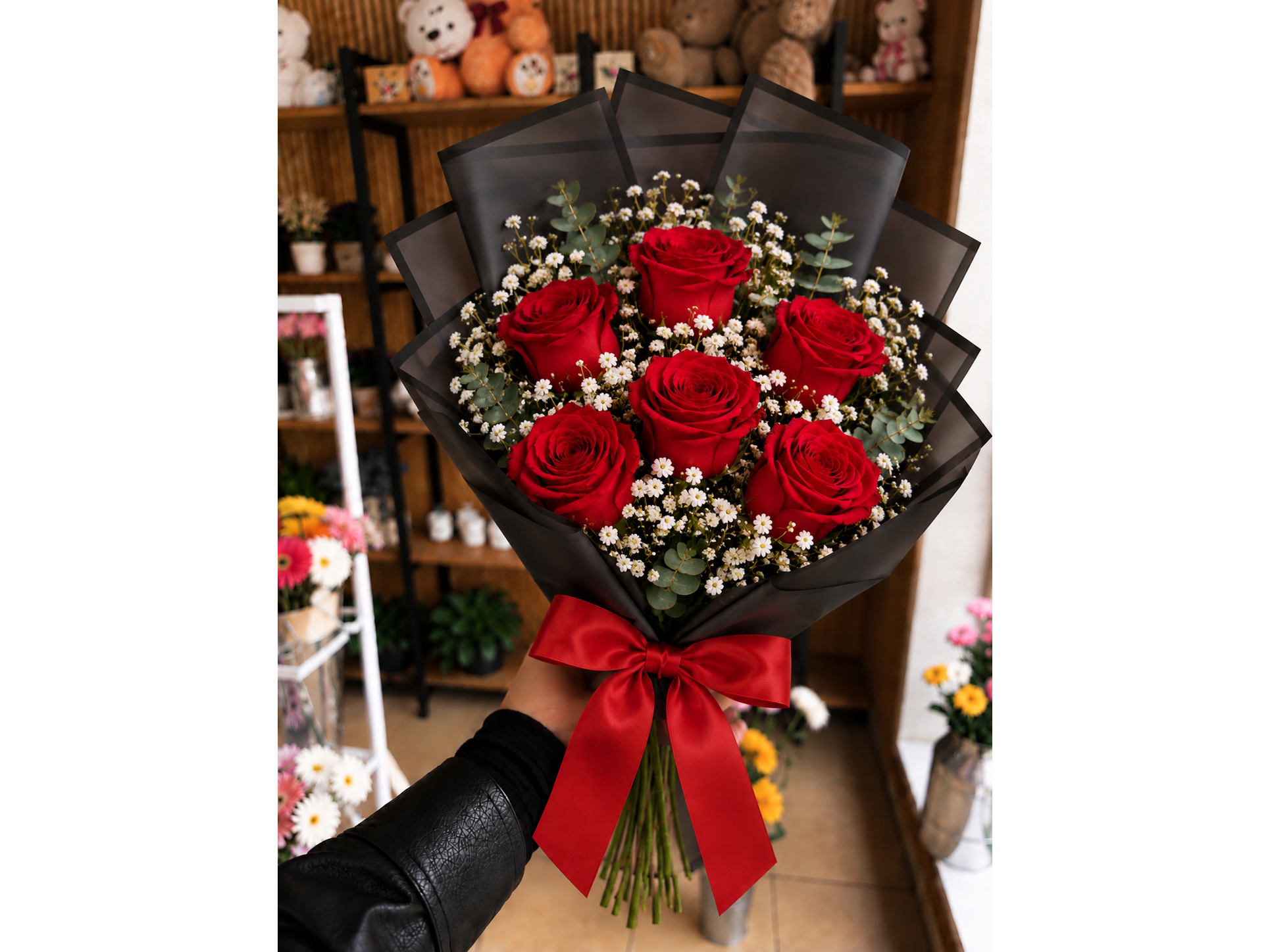 Ramo 6 rosas rojas 🌹