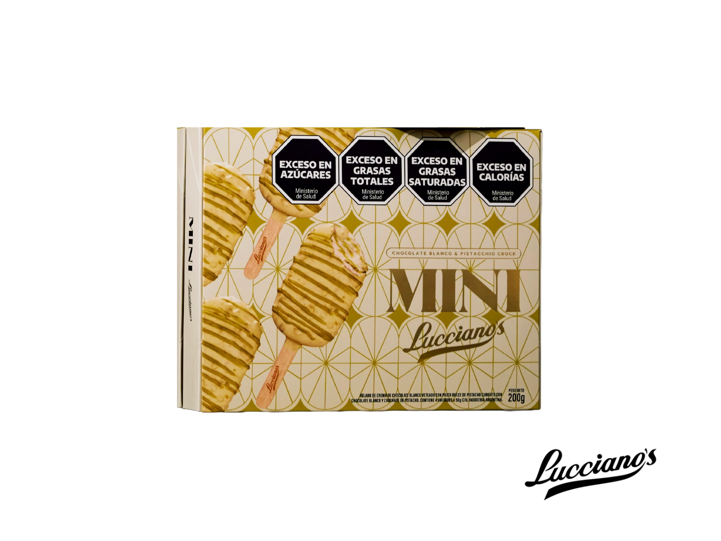Mini Paletas Lucciano's Chocolate Blanco & Pistacchio x4