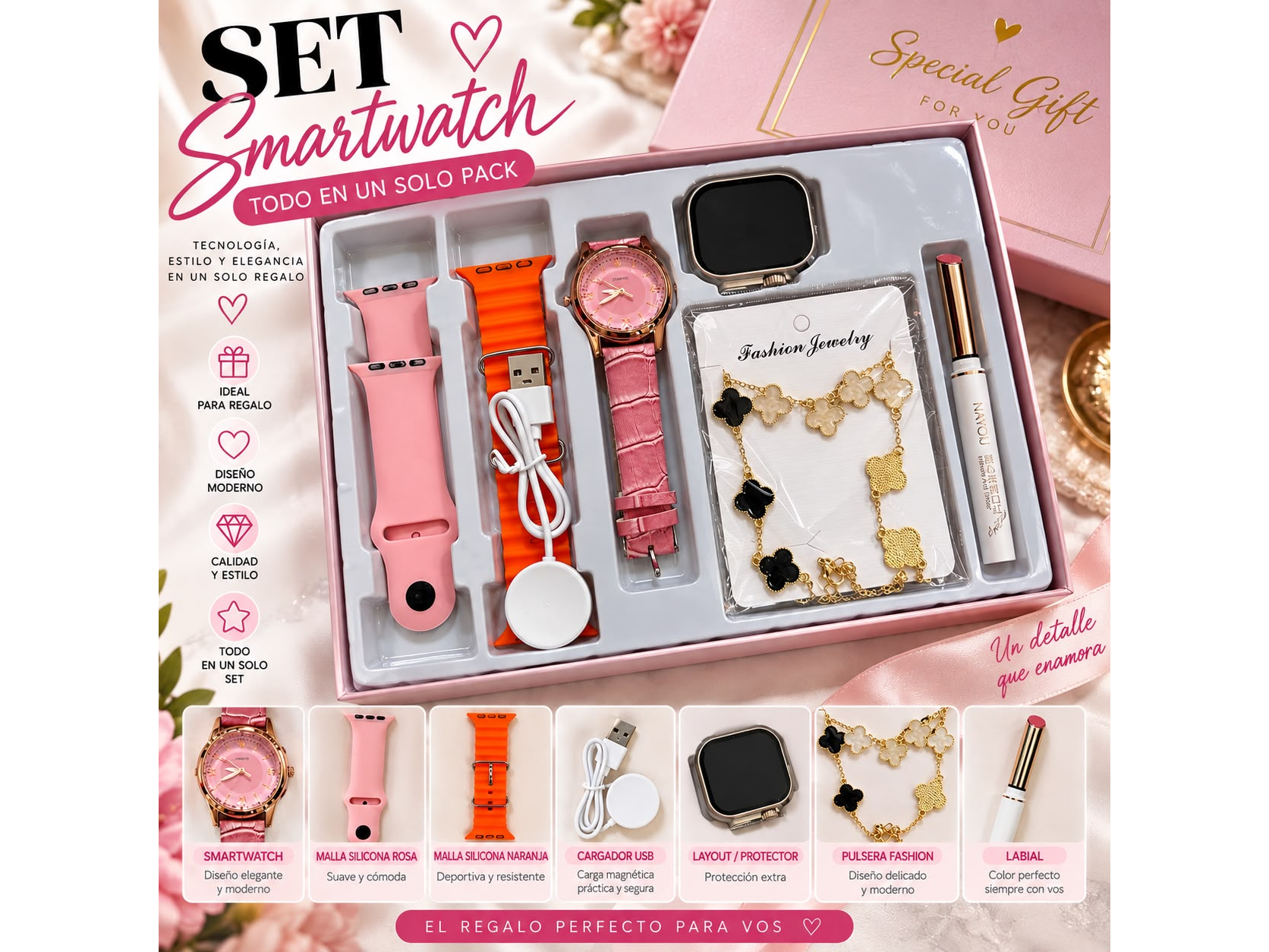 SET SMARTWATCH FASHION – TODO EN UNO