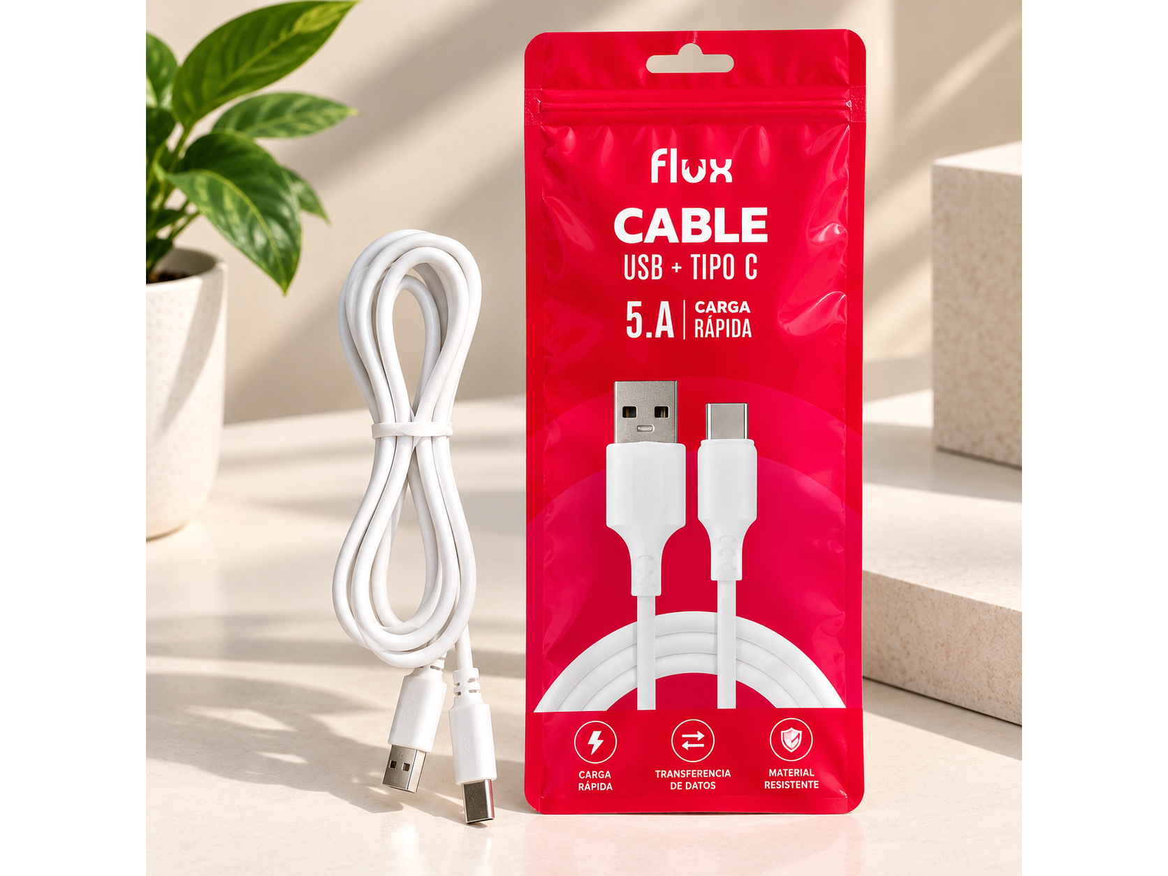 CABLE FLUX TIPO C BOLSITA ROJA
