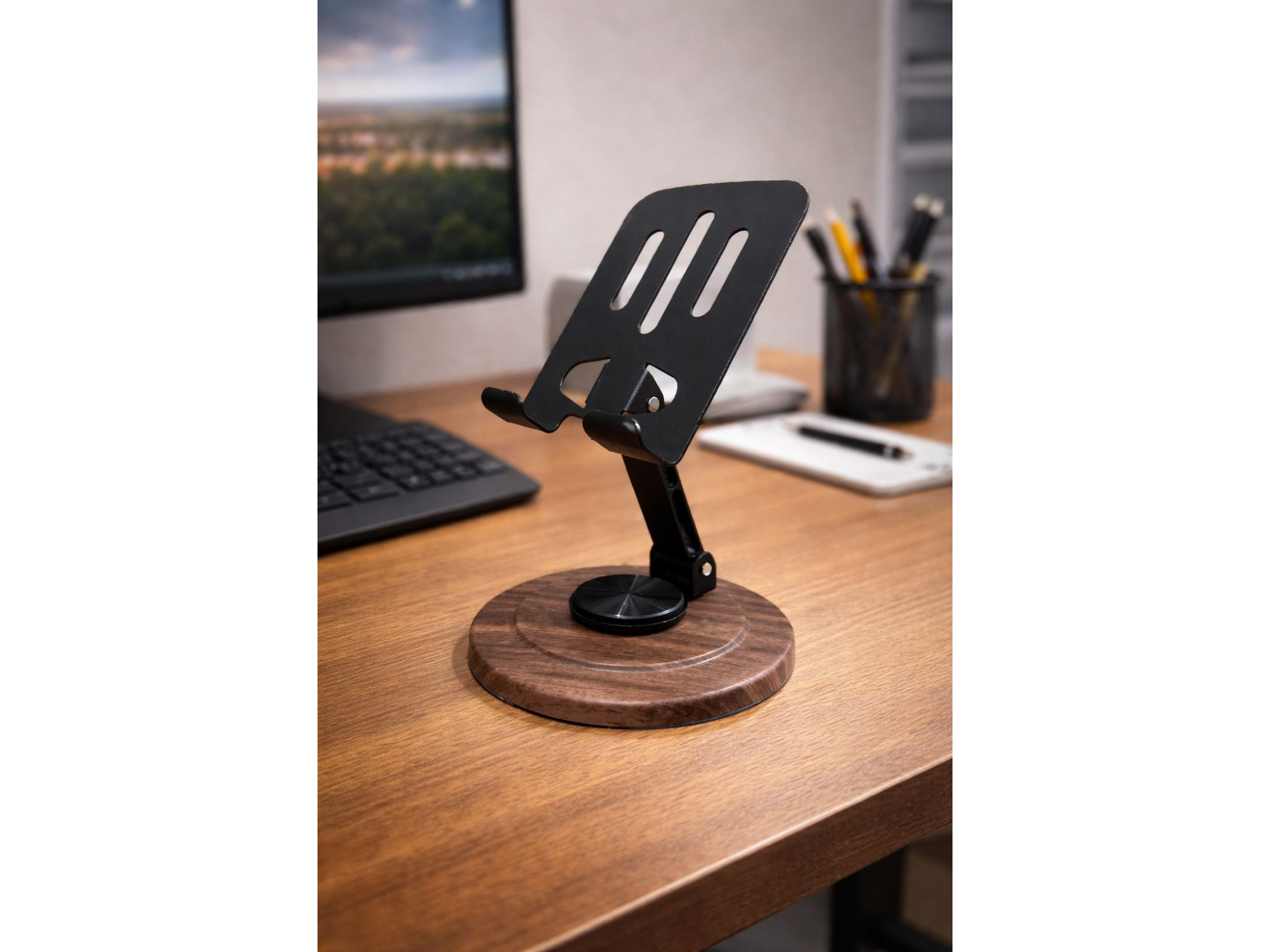 SOPORTE DE MESA METALICO CON MADERA