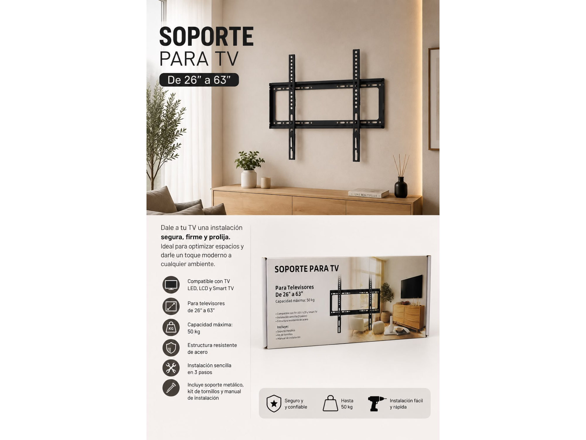 SOPORTE PARA TV 26'  A 63´