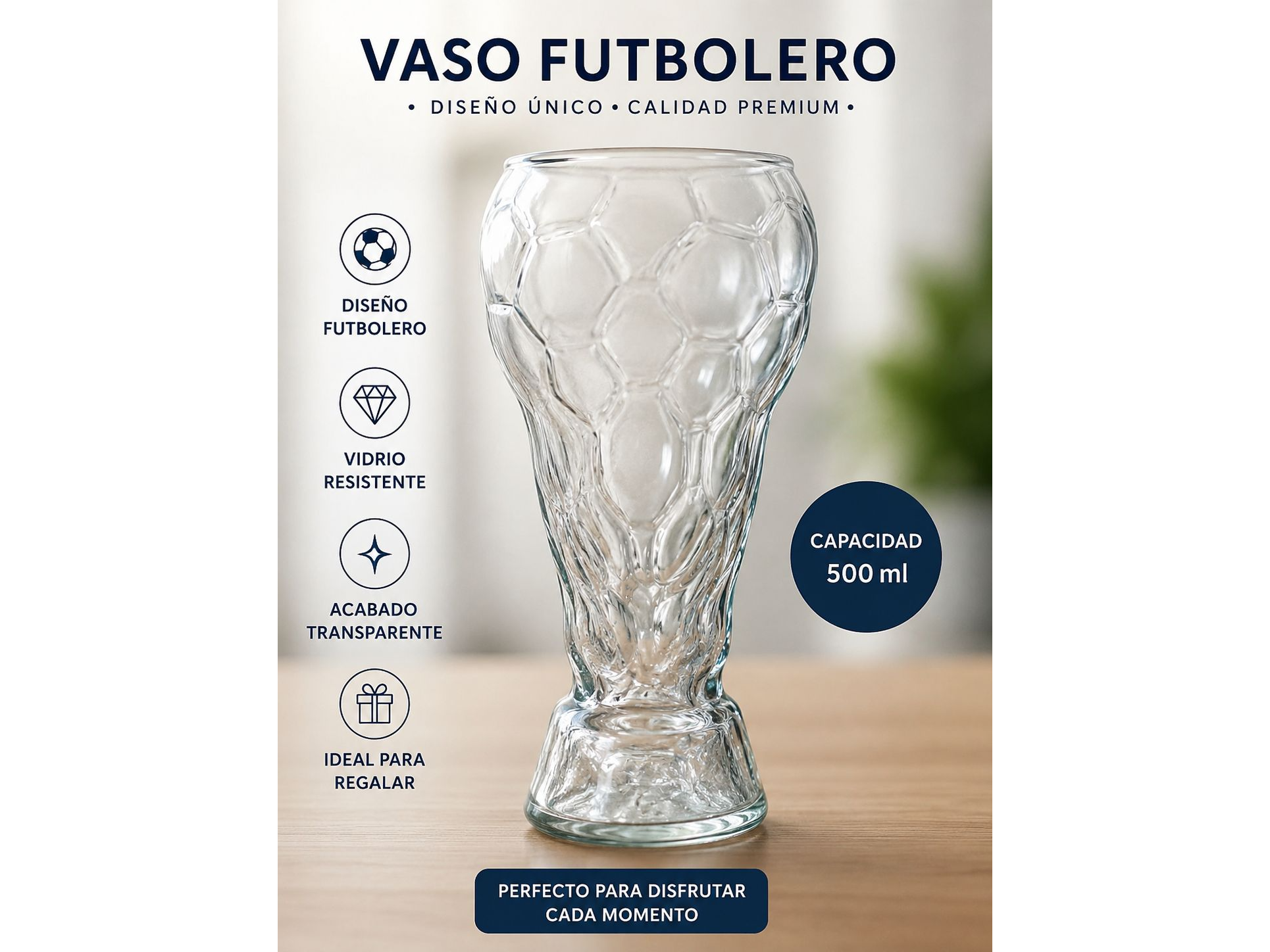 VASO FUTBOLERO DE VIDRIO