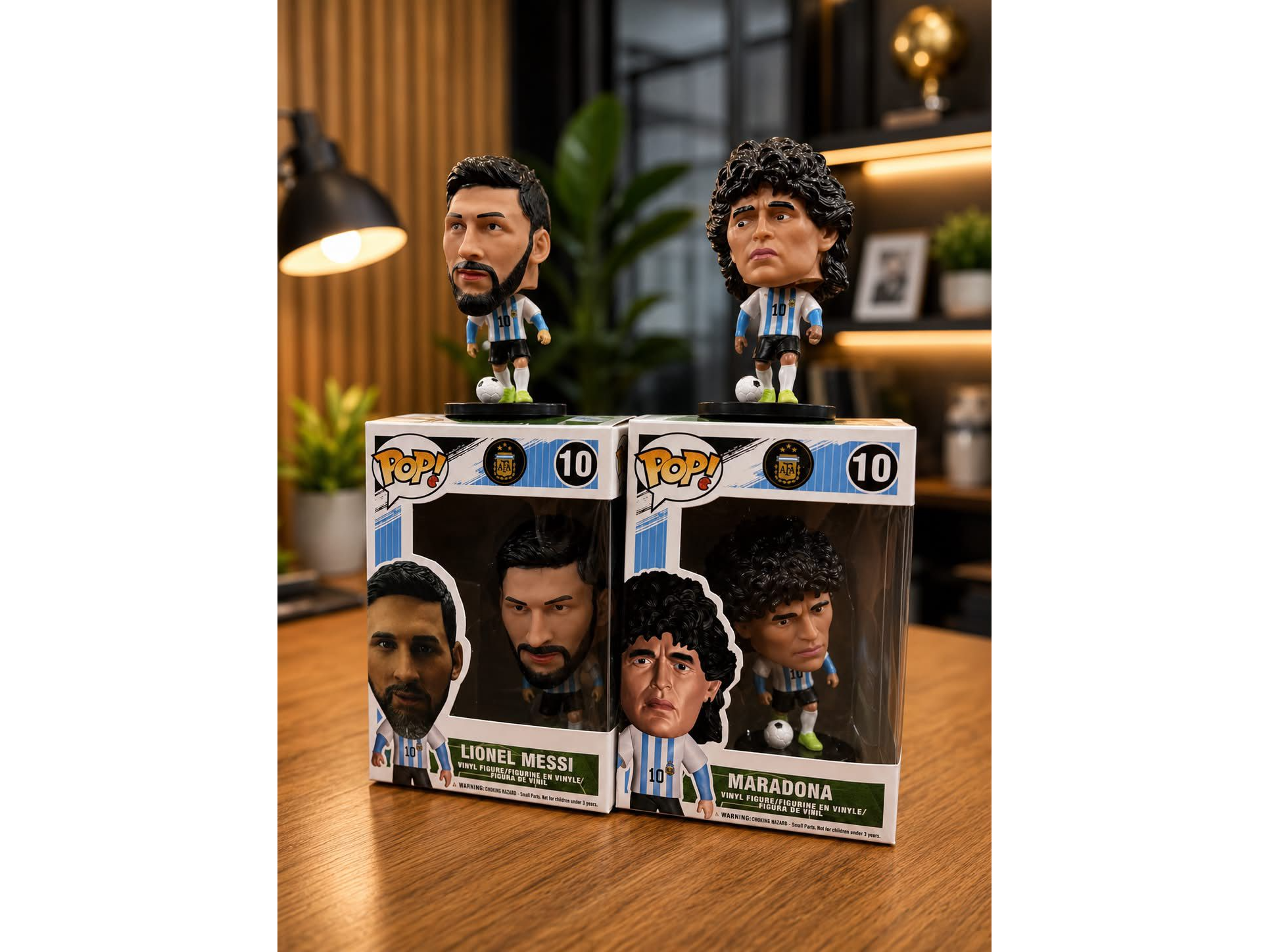 FIGURAS COLECCIONABLES ESTILO POP MESSI Y MARADONA