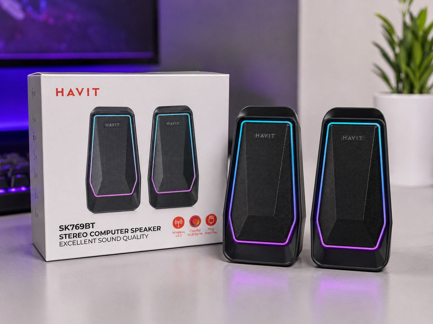 Parlantes Havit SK769BT RGB Bluetooth
