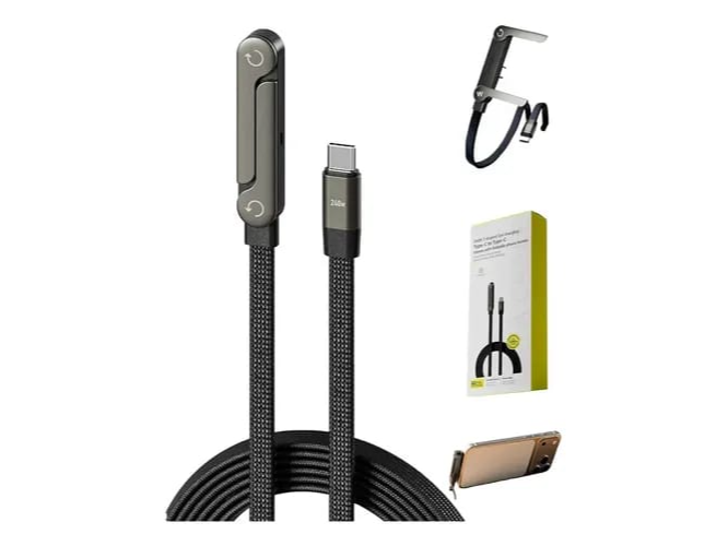 Cable de Carga y Datos Mallado Con Soporte Plegable tipo C