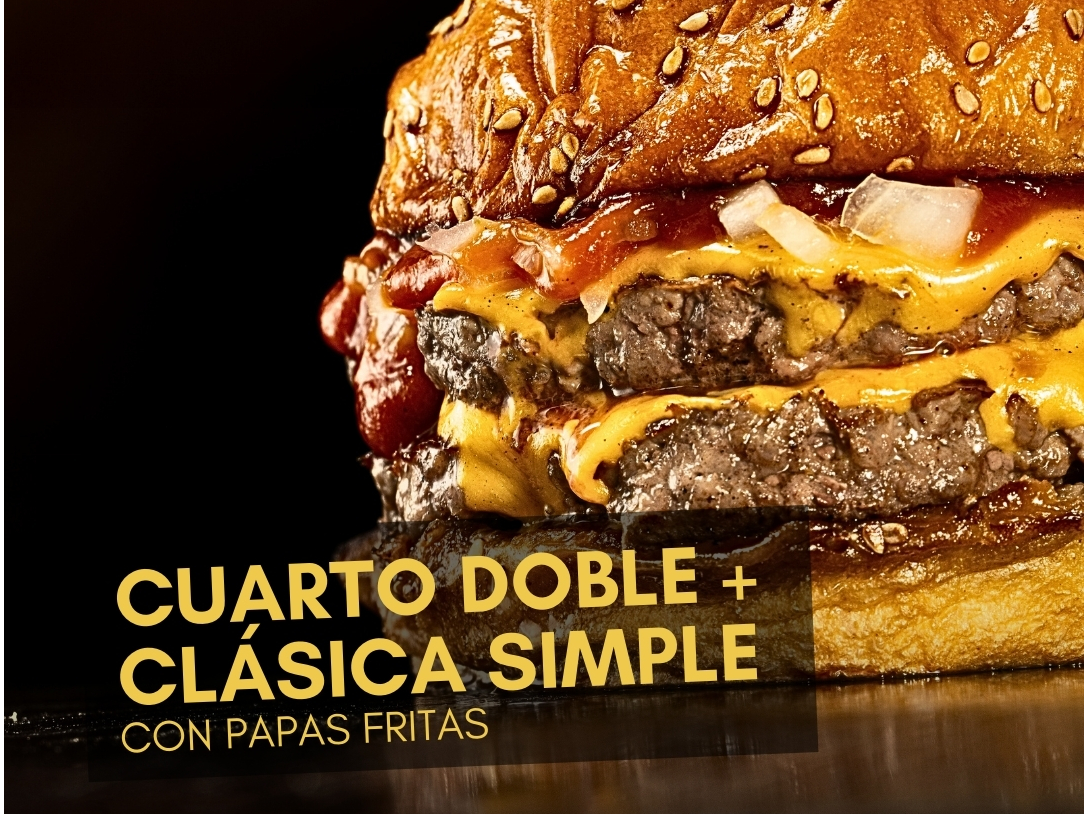 CUARTO BURGER DOBLE + CLÁSICA SIMPLE