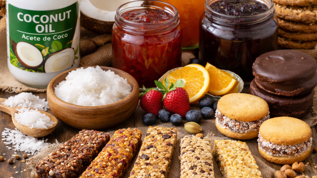 Productos dietéticos (aceite de coco, mermeladas, edulcorantes, etc.)