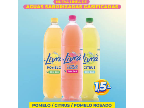 Agua saborizada livra gasificada sabor pomelo/ cítrica/ pomelo rosado