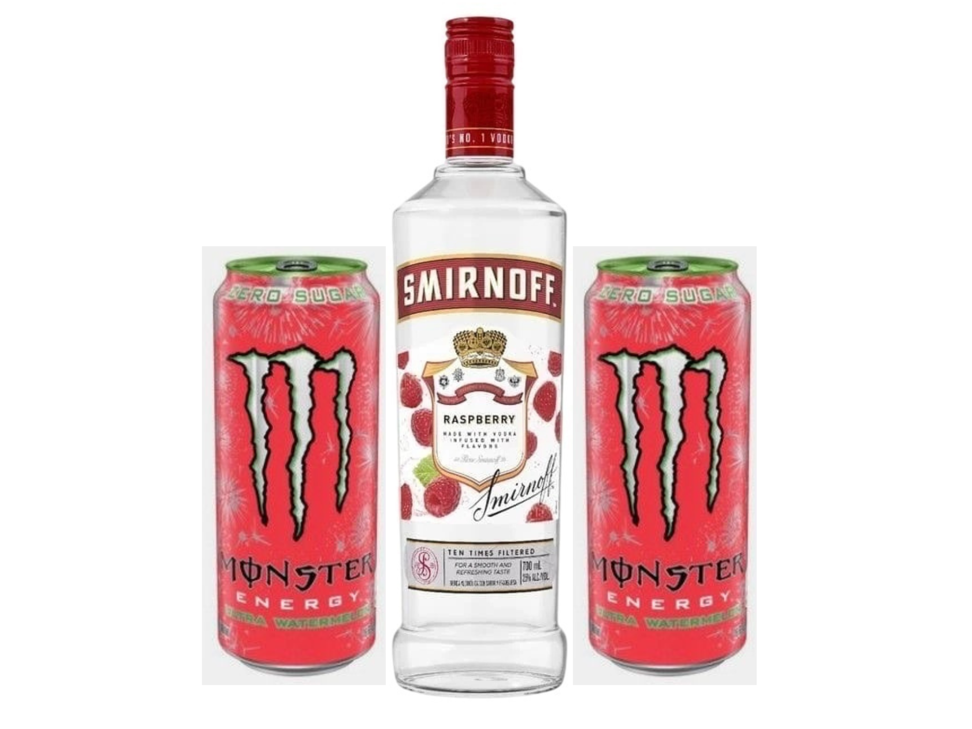 Smirnoff + 2 Monster Rojos