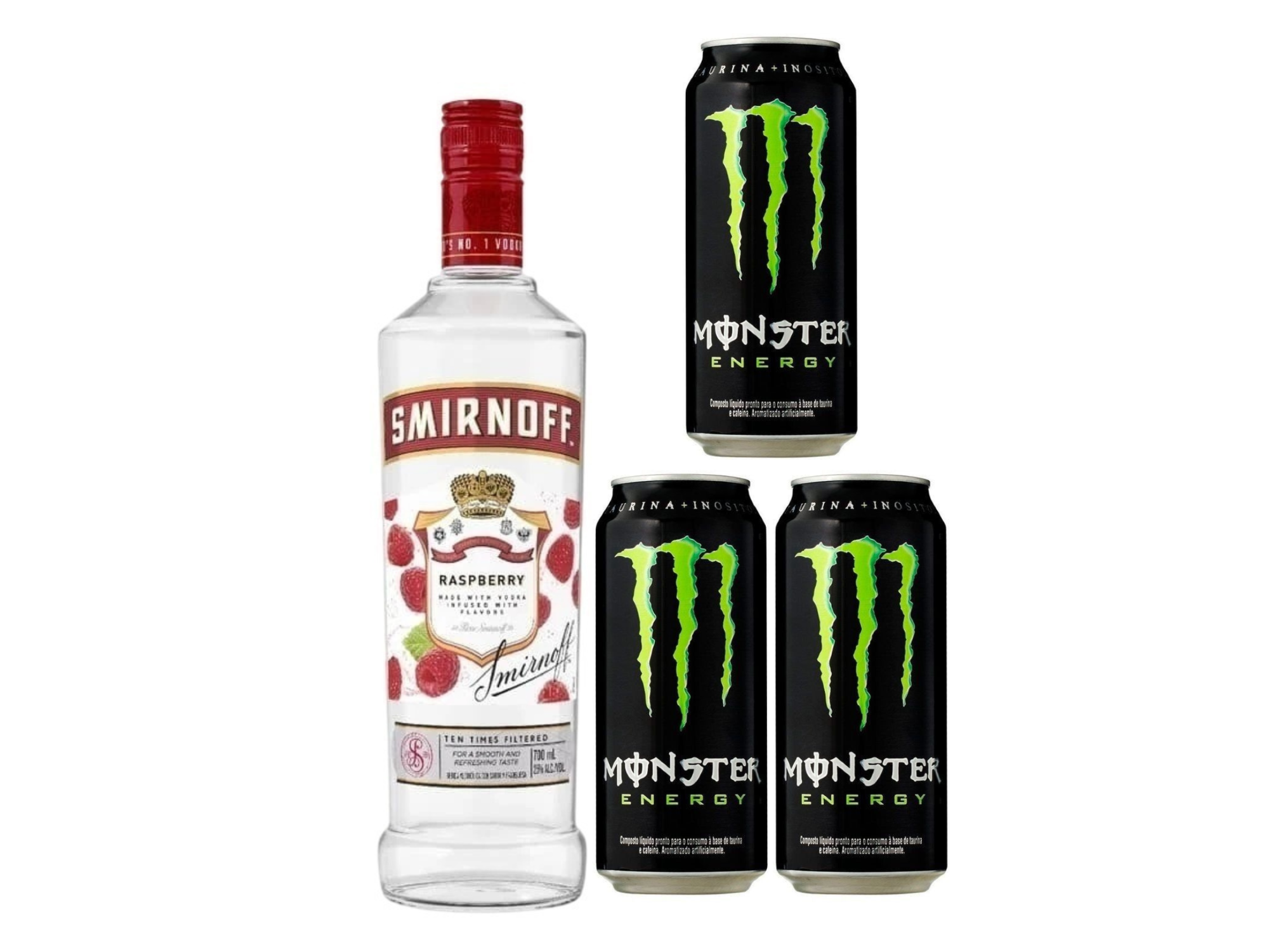 Smirnoff + 3 Monster Negro