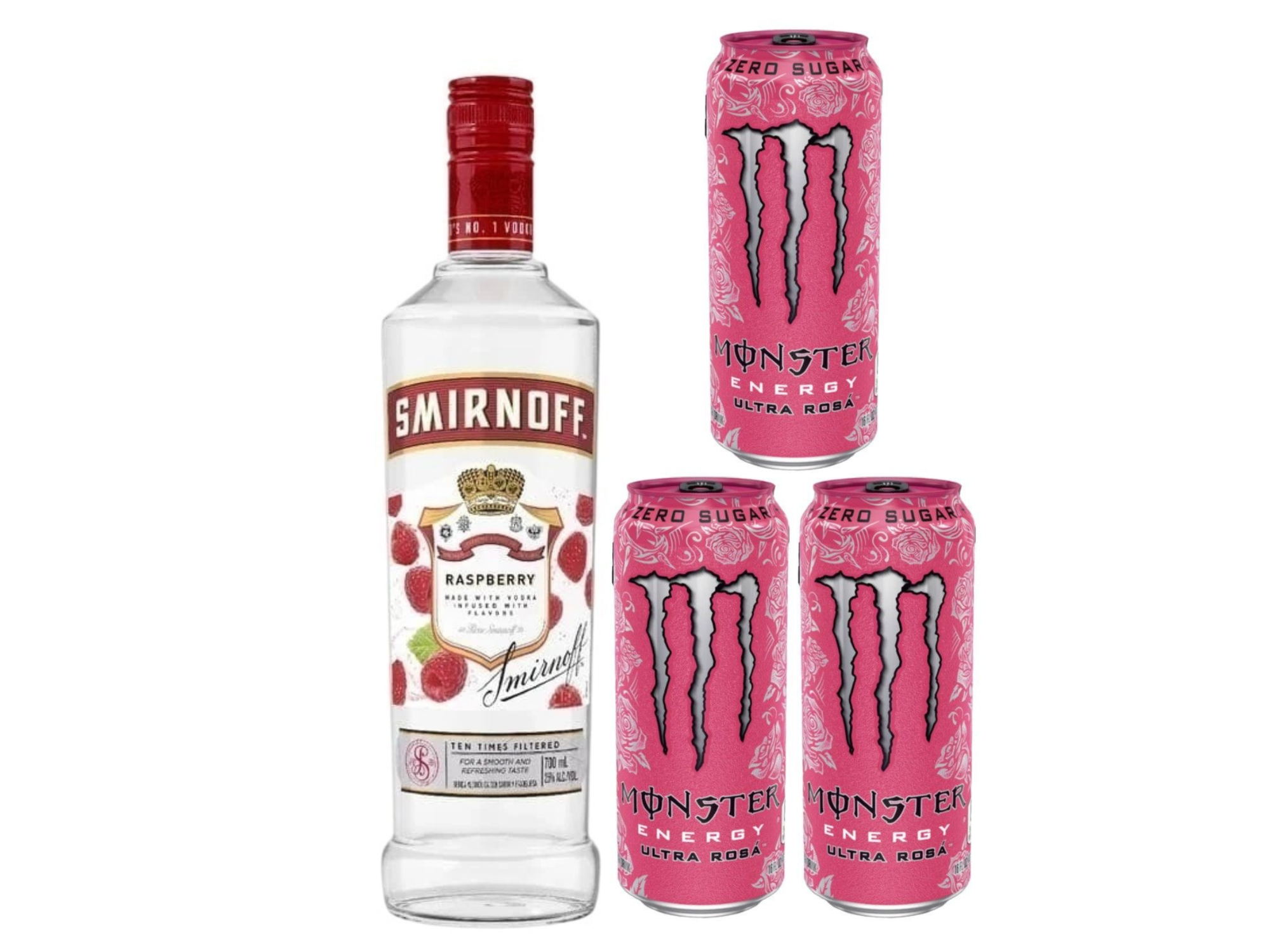 Smirnoff + 3 Monster Rosa