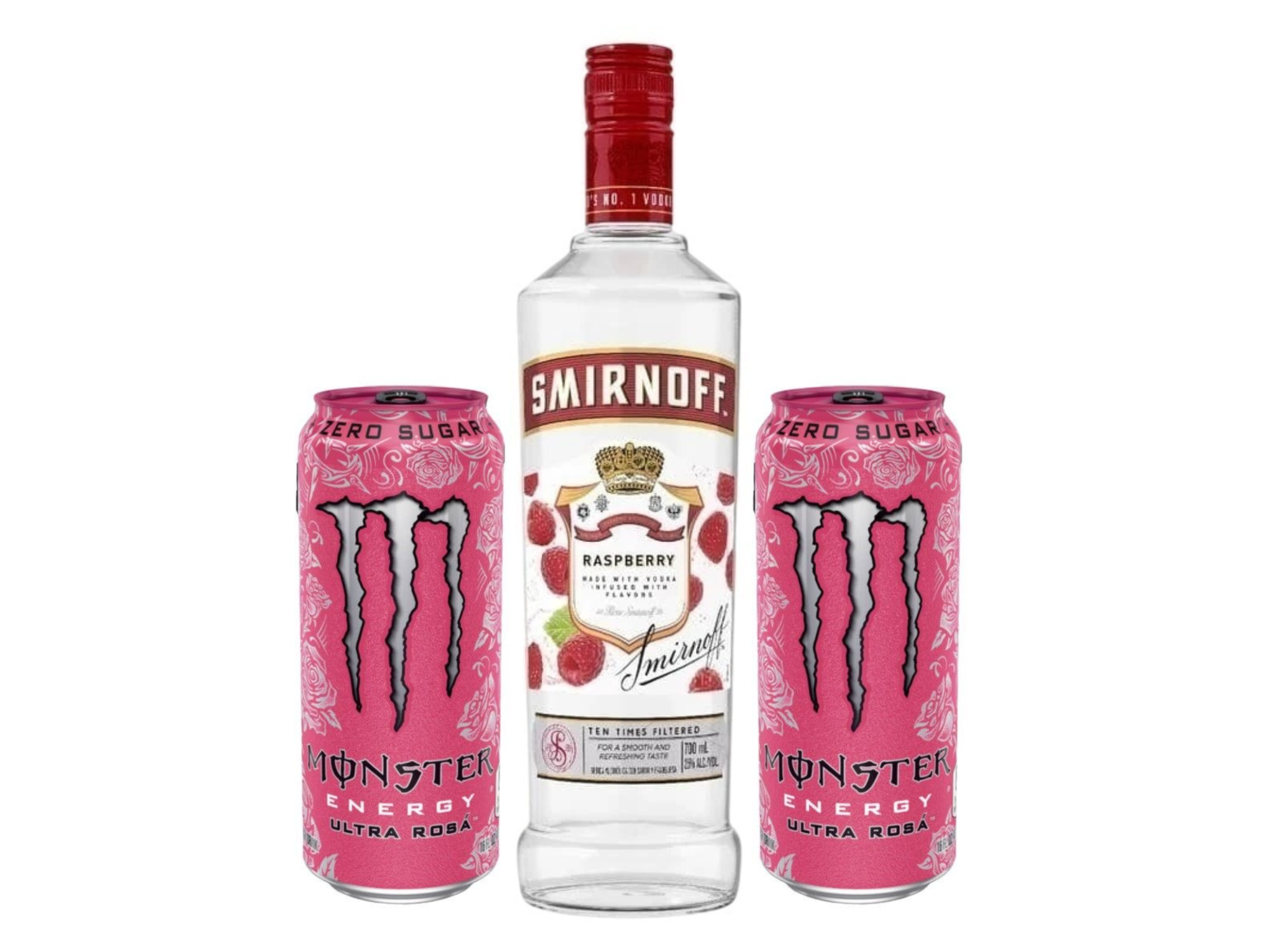 Smirnoff + 2 Monster Rosa