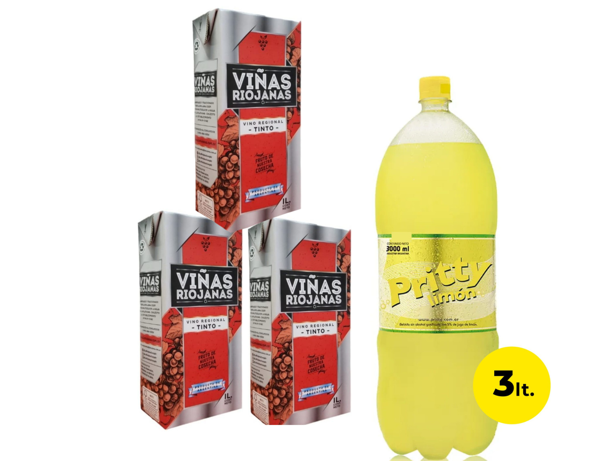 3 viñas riojana + 1 Prity de 3L