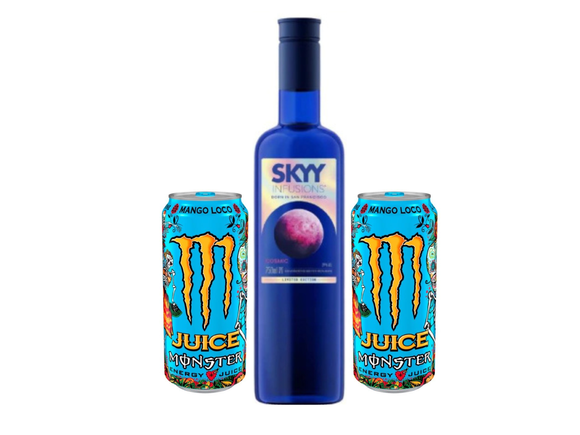 SKYY cosmic + 2 Monster de Mango loco