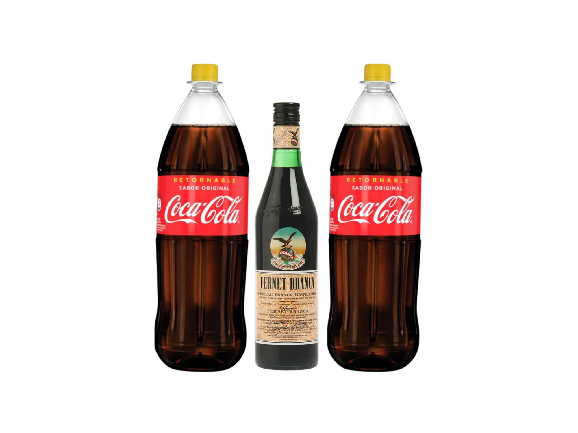 Fernet + 2 cocas de 2L retornable