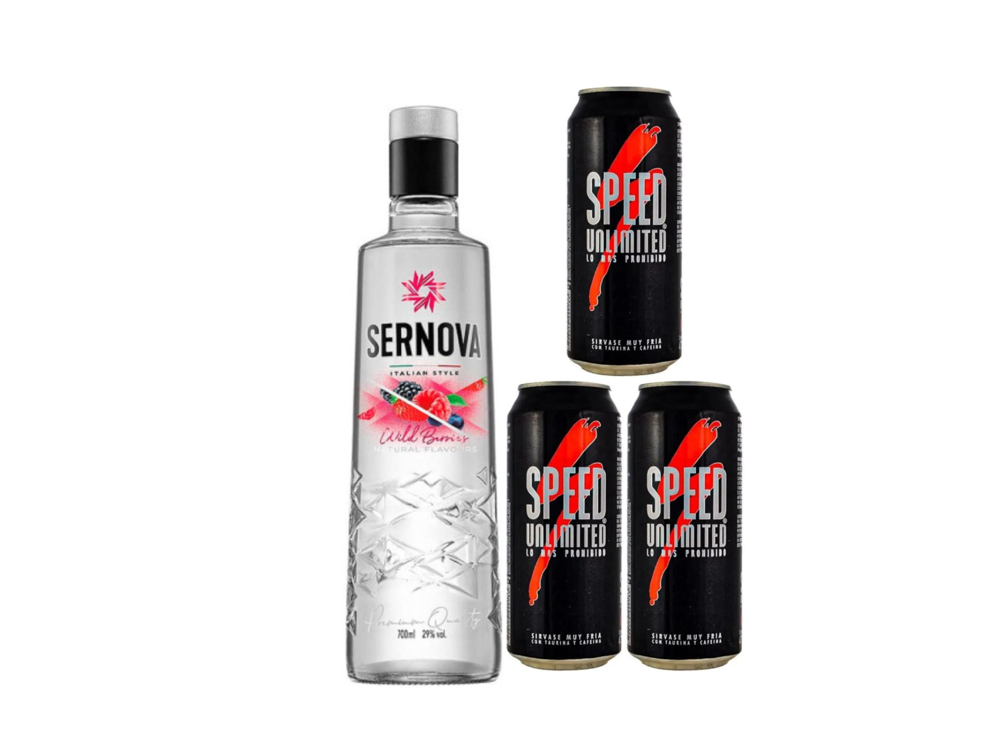 Sernova de frutos rojos + 3 speed grande/monster rosita, negro, mango loco