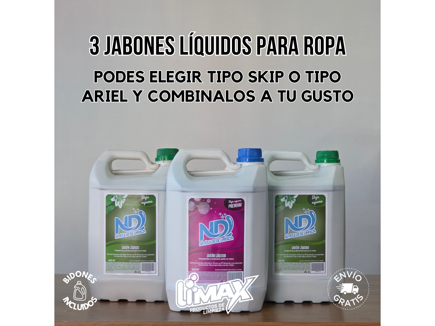 3 JABONES LIQUIDOS PARA ROPA