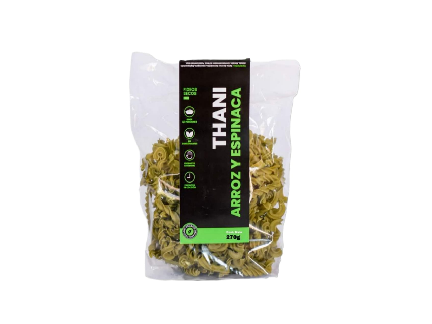 Fideos de Arroz y Espinaca