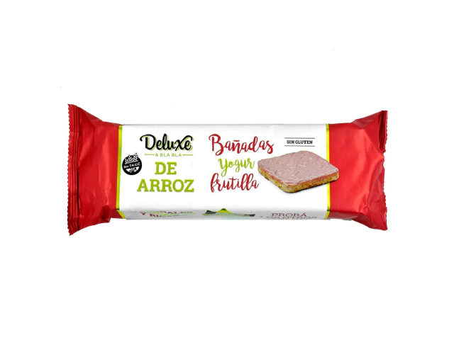 Galletas de Arroz Bañadas en Yogurt de Frutilla