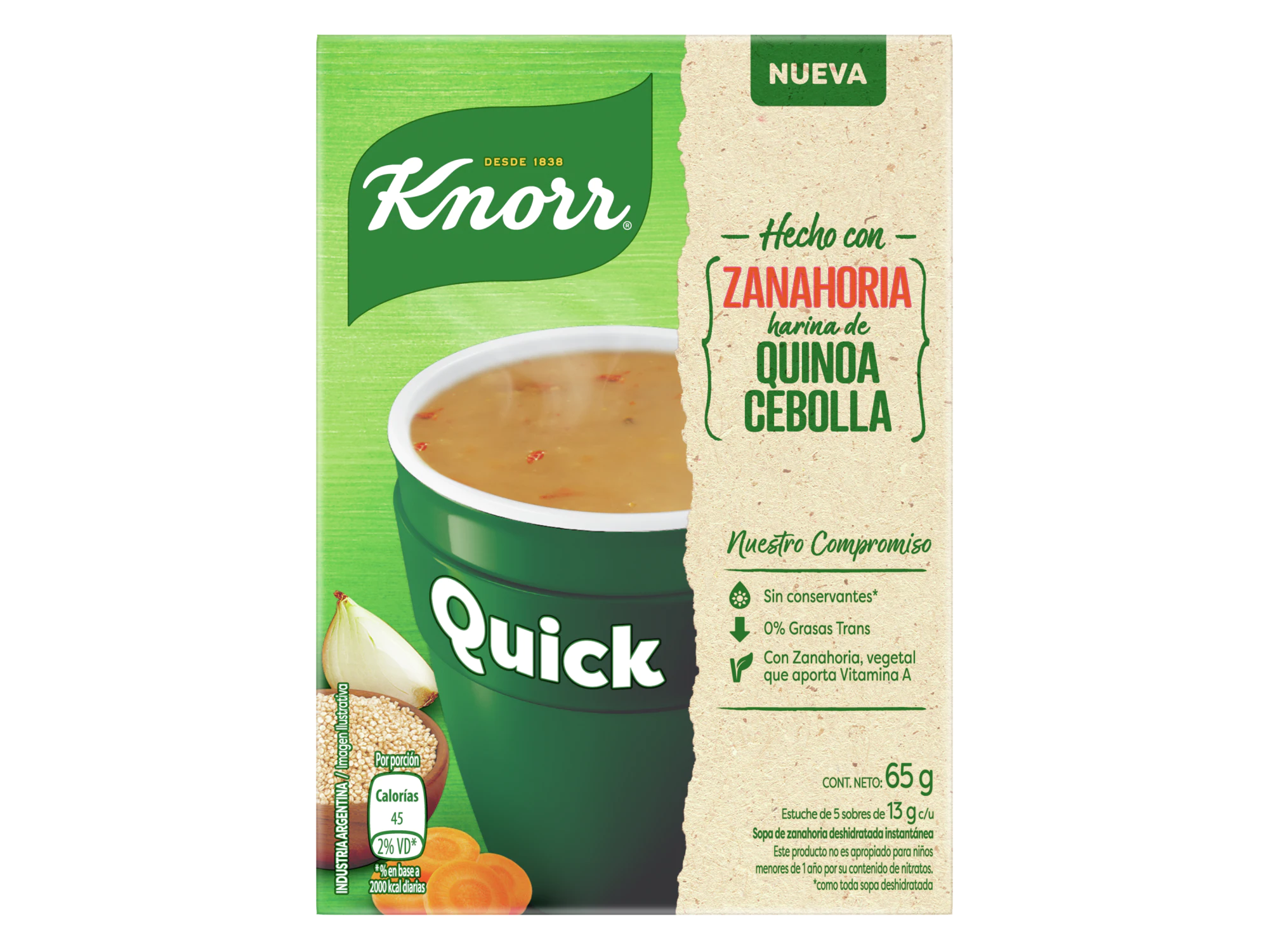 Sopa Quick Knorr Zanahoria y Quinoa, 5 unidades
