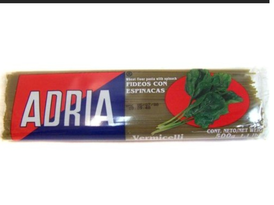 Fideos Adria espinaca Vermicceli 500g - 2 unid x$199